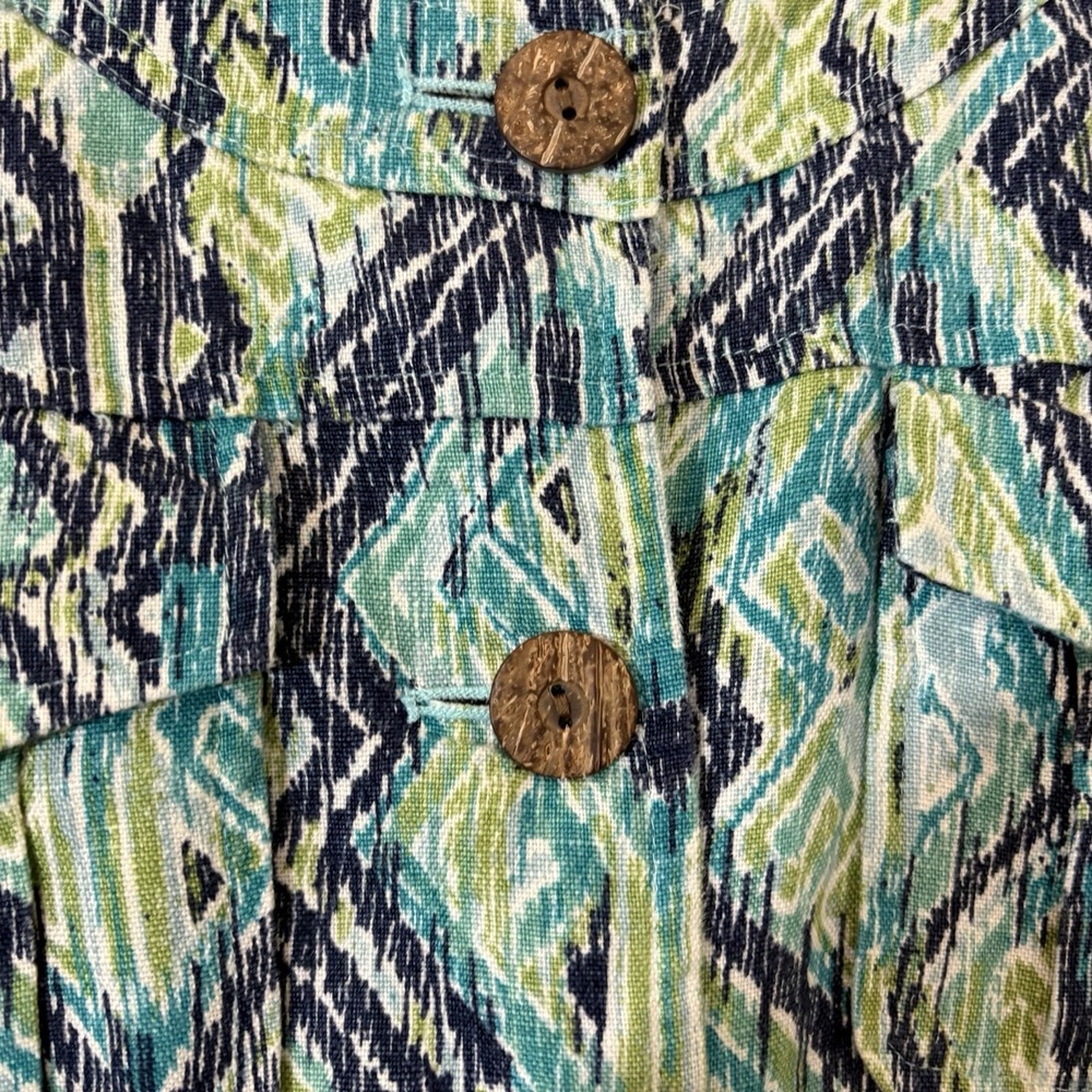 Charter Club Womens Linen Shacket XL Ikat Print Short Boho Resort Coastal Beach - Picture 3 of 10